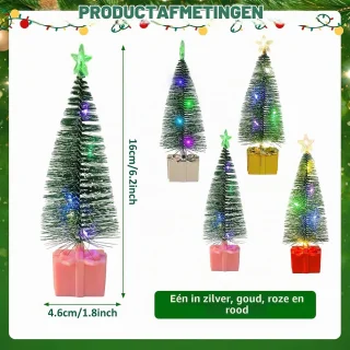 Mini kerstboom - A - 16 cm - Kunststof met ledlichten - Voor huistafeldecoratie