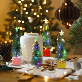 Mini kerstboom - A - 16 cm - Kunststof met ledlichten - Voor huistafeldecoratie