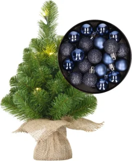Mini kerstboom donkerblauw H45 cm Kunstboom