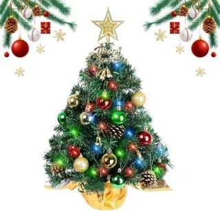 Mini kerstboom groen 60 cm met ledverlichting