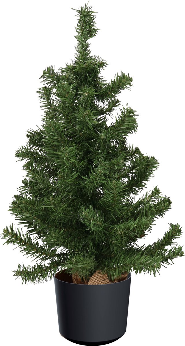Mini kerstboom groen kunstboom 75 cm kunststof pot antraciet grijs