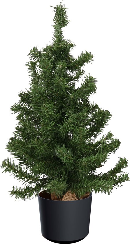 Mini kerstboom groen kunstboom 75 cm kunststof pot antraciet grijs