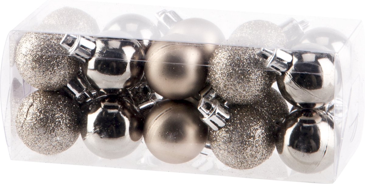 Mini kerstboom H45 cm champagne met kerstballen
