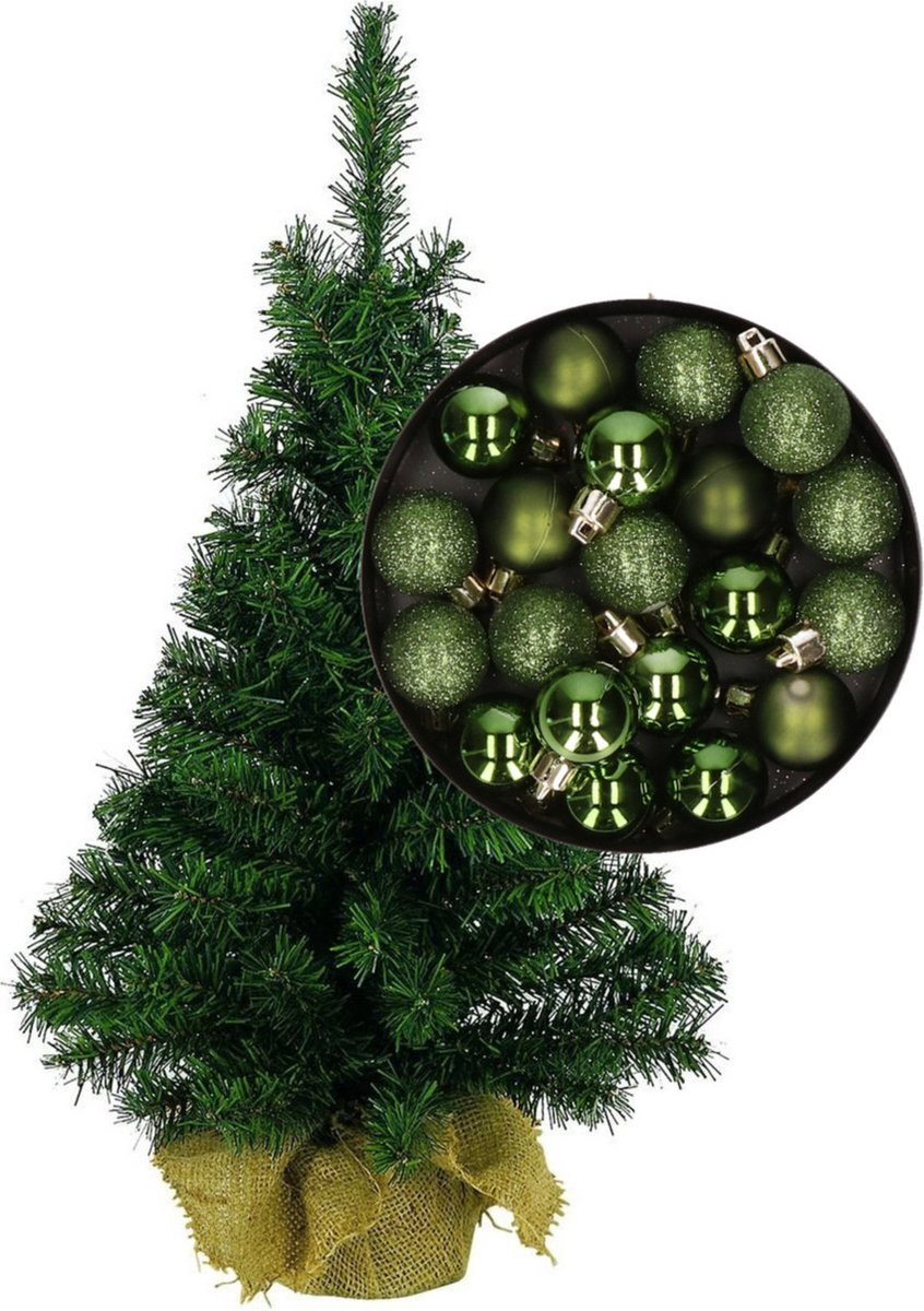 Mini kerstboom H45 cm groen inclusief kerstballen