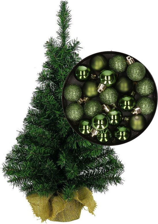 Mini kerstboom H75 cm groen inclusief kerstballen