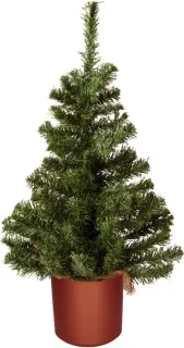Mini kerstboom kunstgroen 60 cm in koperen kunststof pot