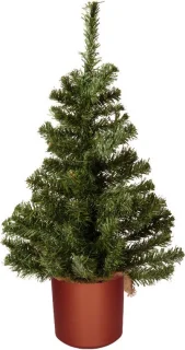 Mini kerstboom kunstgroen 60 cm in koperen kunststof pot