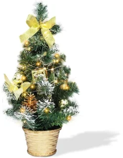 Mini kerstboom - kunstkerstboom 40 cm met led-verlichting - goud