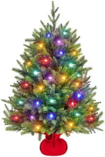 Mini kerstboom kunstmatig met LED-verlichting tafelmodel, 91 cm groen