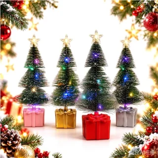 Mini kerstboom met verlichting – 4 stuks