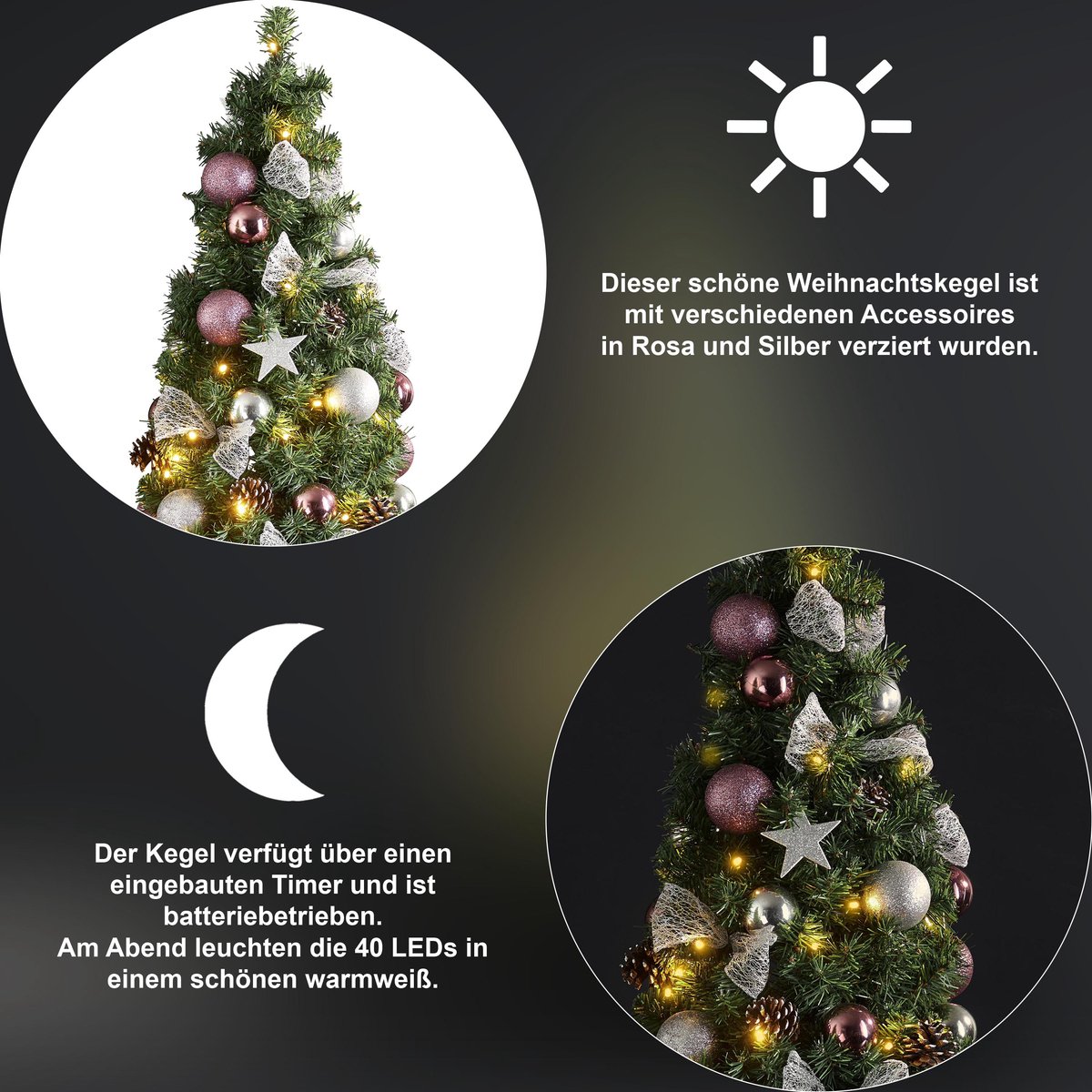 Mini kerstboom Noel 65cm warm wit batterij