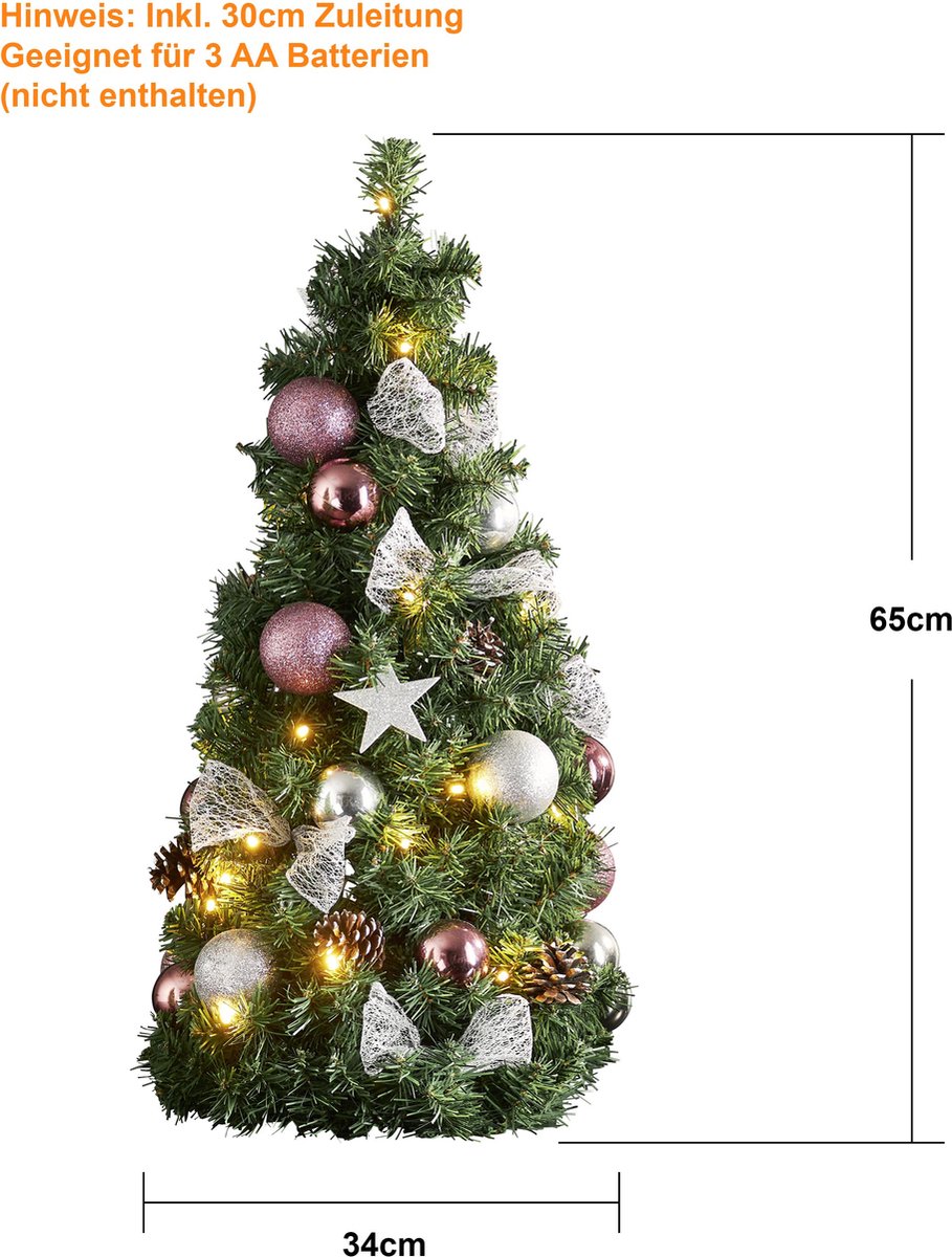 Mini kerstboom Noel 65cm warm wit batterij
