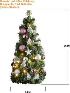 Mini kerstboom Noel 65cm warm wit batterij