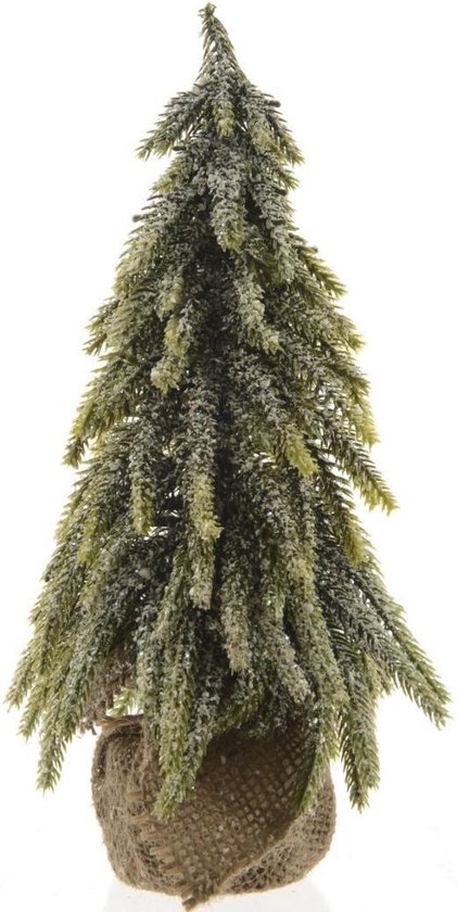 Mini kerstboom PE jute 20x20x35 cm groen/wit