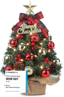 Mini-kerstboom rood met goud 40 cm