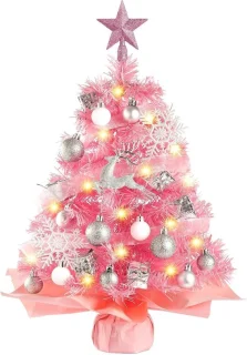 Mini-kerstboom roze 61 cm kunstkerstboom