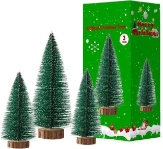 Mini kerstboom set - groen - 10/15/20 cm