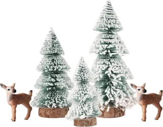 Mini kerstboom set - groen - 15 cm - kunststof