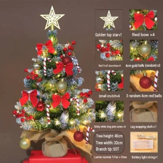 Mini kerstboom set rood model 1, 45 cm
