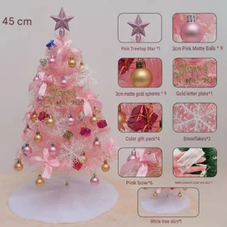Mini kerstboom set – roze model 3, 45 cm
