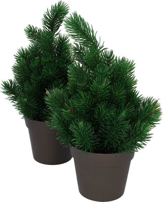 Mini kerstboom set van 2 kerstdecoratie binnen