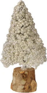 Mini kerstboom tafeldecoratie champagne wit 8 cm 12 stuks