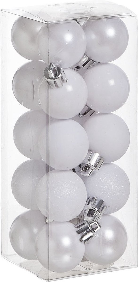 Mini kerstboom wit H45 cm inclusief kerstballen