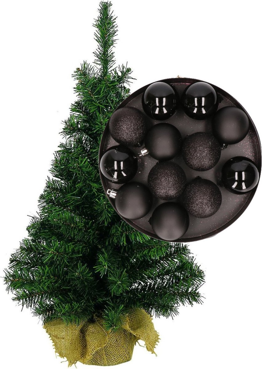 Mini Kerstboom Zwart 45 cm Inclusief Kerstballen