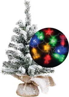Mini kerstboompje besneeuwd 45 cm met lichtsnoer 165 cm kunststof