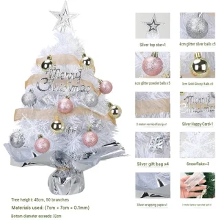 Mini kerstboomset model 1, wit, 45 cm