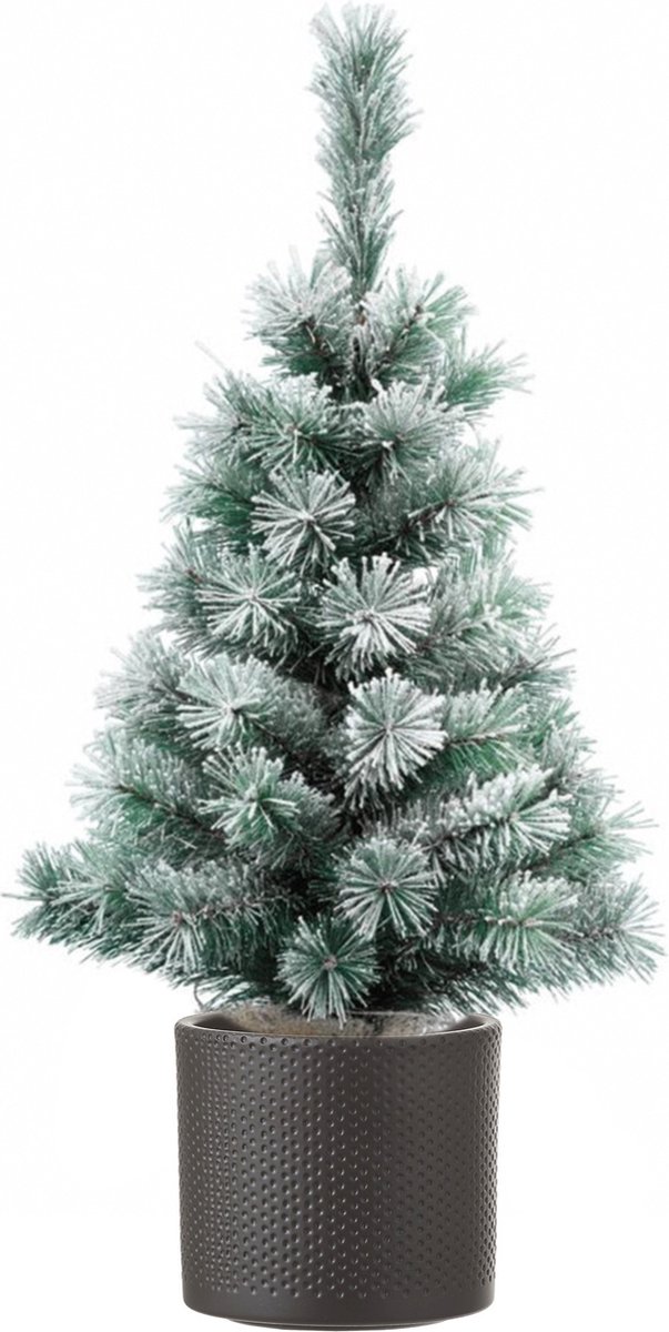 Mini kunst kerstboom 60 cm met donkergrijze plantenpot