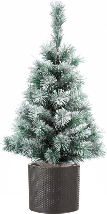 Mini kunst kerstboom 60 cm met donkergrijze plantenpot