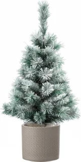 Mini kunst kerstboom 60 cm met taupe plantenpot