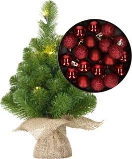 Mini kunst kerstboom donkerrood H45 cm