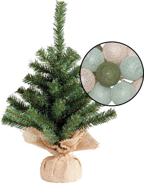 Mini kunst kerstboom groen H45 cm met verlichting