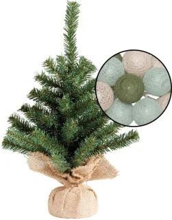 Mini kunst kerstboom groen H45 cm met verlichting