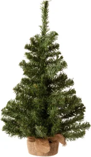 Mini kunst kerstboom groen H60 cm met lichtsnoer en bollenmix