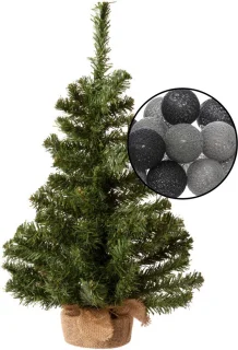 Mini kunst kerstboom groen H60 cm met verlichting