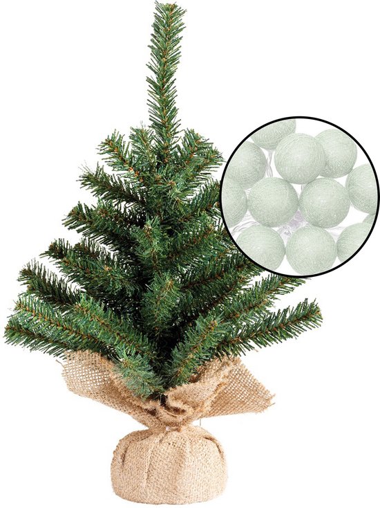 Mini kunst kerstboom groen met verlichting 45 cm
