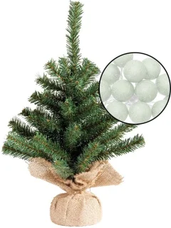 Mini kunst kerstboom groen met verlichting 45 cm