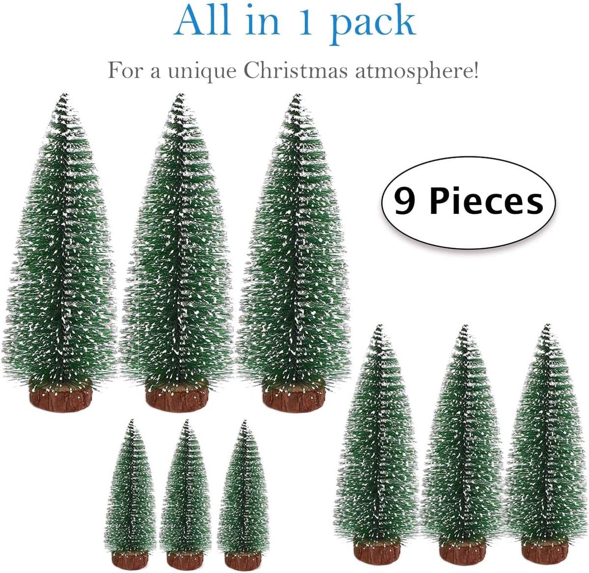 Mini Kunst Miniatuur Kunstkerstboom Groen 10/16/22CM - 9 Stuks