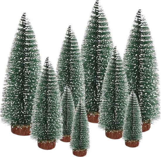Mini Kunst Miniatuur Kunstkerstboom Groen 10/16/22CM - 9 Stuks
