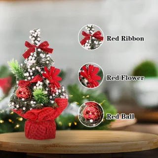 Mini kunstkerstboom 20 cm (set van 2) - rood