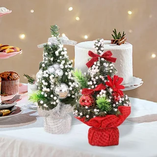 Mini kunstkerstboom 20 cm (set van 2) - rood