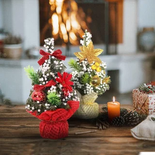 Mini kunstkerstboom 20 cm (set van 2) - rood