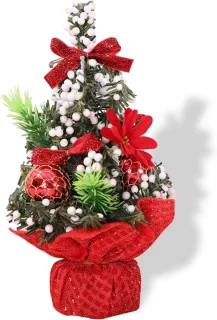 Mini kunstkerstboom 20 cm (set van 2) - rood
