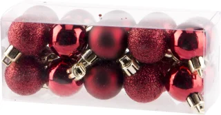 Mini kunstkerstboom 35 cm donkerrood met kerstballen