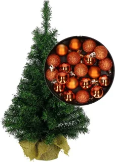 Mini kunstkerstboom 35 cm oranje