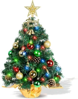 Mini kunstkerstboom 42x12x12 cm - stervormige bureaukerstboom, groen