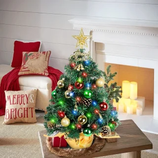 Mini kunstkerstboom 42x12x12 cm - stervormige bureaukerstboom, groen